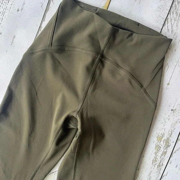Lulu Green High Waist Leggings size 2 olive green - Picture 2 of 7
